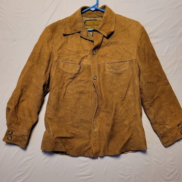 Vintage Robert Lewis Idea Heavy Leather Jacket Tan Distressed Men's Size 40 - Picture 16 of 16